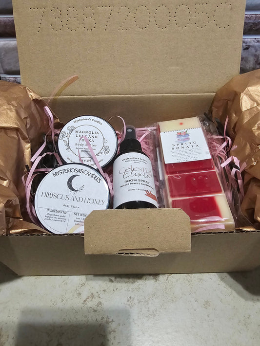 Aroma Adventure Box: Mystery Set with Body Butter, Wax Melt, and Snap Bar Samples | Handmade Gift | Mystery Selection